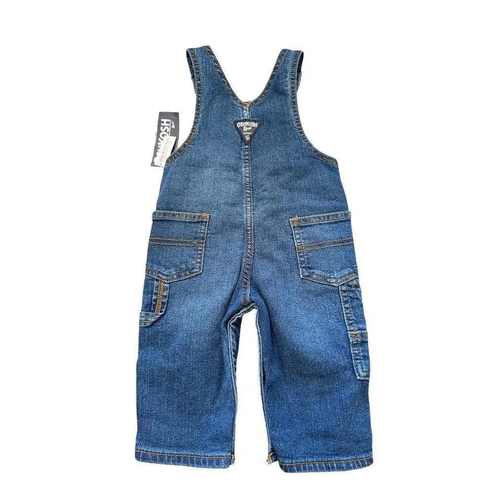 Oshkosh B'gosh Toddler Unisex Knit-Like Denim Overalls Size 9M